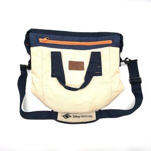 Disney Cruise Line Insulated Cooler Lunch Tote Travel‎ Bag Shoulder Navy Tan DCL